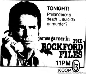 THE ROCKFORD FILES- Television guide ad. September 26, 1984.