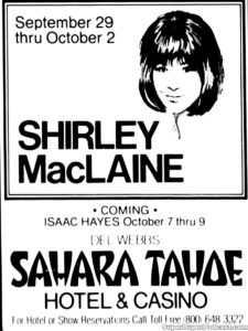 SHIRLEY MACLAINE- Newspaper ad. September 29, 1977.