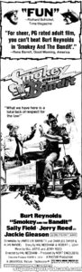 SMOKEY AND THE BANDIT- Newspaper ad. September 2, 1977. Caped Wonder Stuns City!