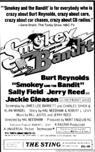 SMOKEY AND THE BANDIT- Newspaper ad. September 28, 1977. Caped Wonder Stuns City!