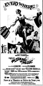 THE SOUND OF MUSIC- Newspaper ad. September 4, 1973.