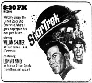 STAR TREK THE ORIGINAL SERIES- Season 1, episode 1, Where No Man Has Gone Before, television guide ad. September 22, 1966.- Newspaper ad. September 22, 1975.