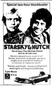 STARSKY & HUTCH- Television guide ad. September 23, 1979. Caped Wonder Stuns City!