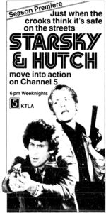 STARSKY & HUTCH- Television guide ad. September 24, 1979. Caped Wonder Stuns City!