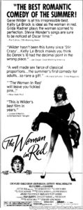 THE WOMAN IN RED- Newspaper ad. September 25, 1984. Caped Wonder Stuns City!