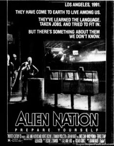 ALIEN NATION- Newspaper ad. October 18, 1988. Caped Wonder Stuns City!