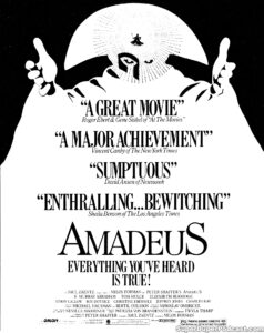 AMADEUS- Newspaper ad. October 30, 1984. Caped Wonder Stuns City!