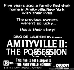 AMITYVILLE II THE POSSEION- Newspaper ad. October 29, 1982. Caped Wonder Stuns City!