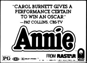 ANNIE- Newspaper ad. October 28, 1982. Caped Wonder Stuns City!