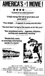 BACK TO THE FUTURE- Newspaper ad. October 13, 1985.