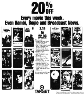 BATMAN/AMADEUS/ROBOCOP/YENTL/THE WIZARD OF OZ/ET THE EXTRA TERRESTRIAL- Newspaper ad. October 20, 1989.