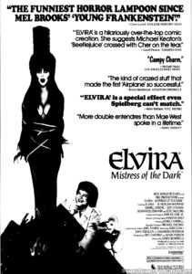 ELVIRA MISTRESS OF THE DARK- Newspaper ad. October 11, 1988. Caped Wonder Stuns City!