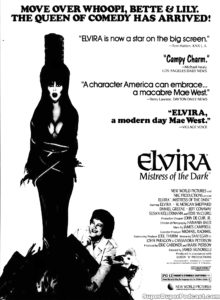 ELVIRA MISSTRESS OF THE DARK- Newspaper ad. September 30, 1988. Caped Wonder Stuns City!