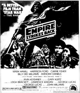 STAR WARS THE EMPIRE STRIKES BACK- Newspaper ad. October 5, 1980. Caped Wonder Stuns City!