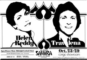 HELEN REDDY- Newspaper ad. October 23, 1980.