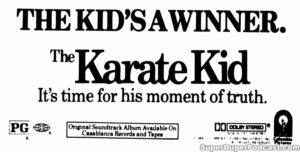 THE KARATE KID- Newspaper ad. September 30, 1984. Caped Wonder Stuns City!