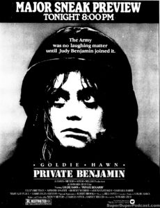 PRIVATE BENJAMIN- Newspaper ad. October 5, 1980. Caped Wonder Stuns City!