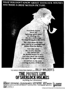 THE PRIVATE LIFE OF SHERLOCK HOLMES- Newspaper ad. October 29, 1970. Caped Wonder Stuns City!