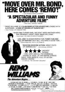 REMO WILLIAMS... THE ADVENTURE BEGINS- Newspaper ad. October 18, 1985. Caped Wonder Stuns City!