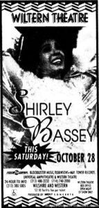 SHIRLEY BASSEY- Newspaper ad. October 24, 1995.