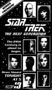 STAR TREK THE NEXT GENERATION- Season 1, episode 3, The Naked Now, television guide ad.
Caped Wonder Stuns City!