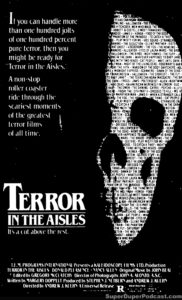 TERROR IN THE AISLES- Newspaper ad. October 31, 1984. Caped Wonder Stuns City!