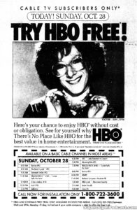 TOOTSIE- Television guide ad. October 28, 1984. Caped Wonder Stuns City!