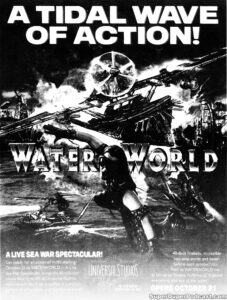 WATERWORLD- Newspaper ad. October 21, 1995. Caped Wonder Stuns City!