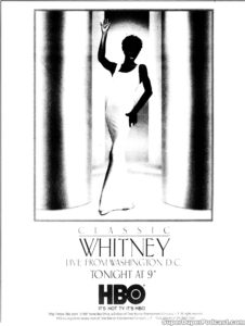 WHITNEY HOUSTON- Newspaper ad. October 5, 1997. Caped Wonder Stuns City!