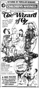 THE WIZARD OF OZ- Newspaper ad. October 30, 1970.