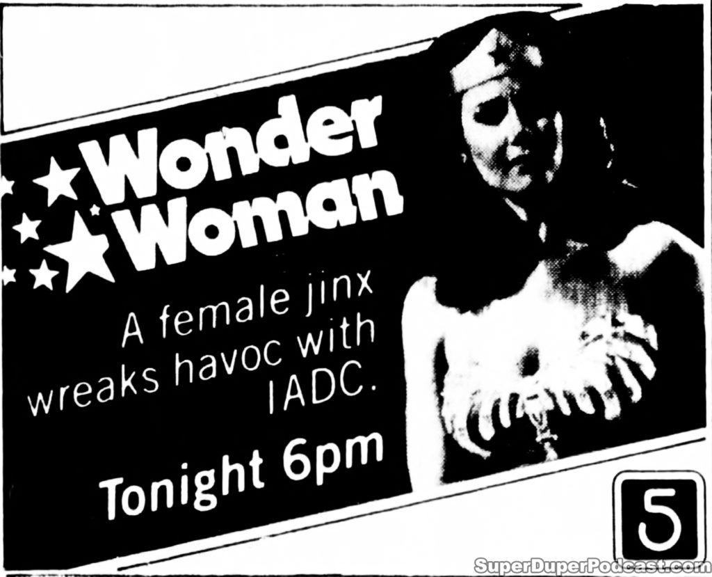 WONDER WOMAN- Television guide ad. October 6, 1980. Caped Wonder Stuns City!