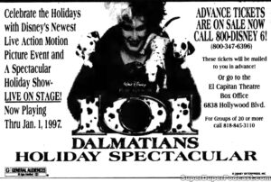 101 DALMATIANS- Newspaper ad. December 2, 1996. Caped Wonder Stuns City!