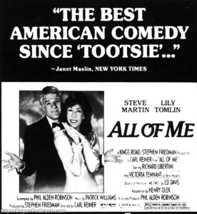 ALL OF ME- Newspaper ad. November 9, 1984.