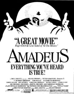 AMADEUS- Newspaper ad. November 1, 1984. Caped Wonder Stuns City!