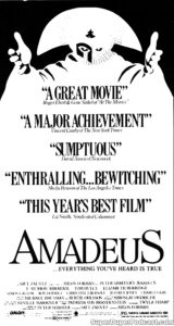 AMADEUS- Newspaper ad. November 12, 1984. Caped Wonder Stuns City!