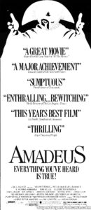 AMADEUS- Newspaper ad. November 9, 1984.