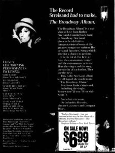 BARBRA STREISAND- Newspaper ad.
November 17, 1985.