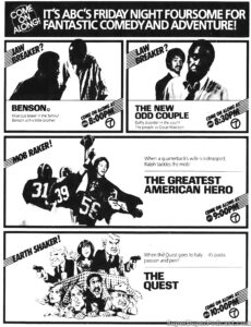 BENSON/THE GREATEST AMERICAN HERO- Television guide ad. November 5, 1982.