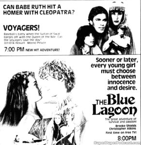 THE BLUE LAGOON/VOYAGERS- Television guide ad. November 14, 1982.