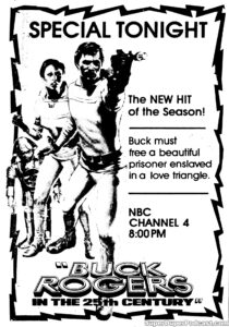 BUCK ROGERS IN THE 25TH CENTURY season 1, episode 9, Unchained Woman, television guide ad. November 1, 1979.