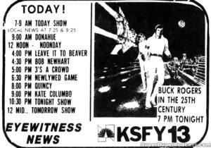 BUCK ROGERS IN THE 25TH CENTURY season 1, episode 8, Return Of the Fighting 69th, newspaper ad.
October 25, 1979.
Caped Wonder Stuns City!