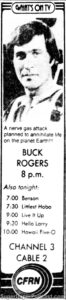 BUCK ROGERS IN THE 25TH CENTURY season 1, episode 8, Return Of the Fighting 69th, Canadian newspaper ad. October 25, 1979. Caped Wonder Stuns City!