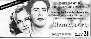 CHANCES ARE- Television guide ad. November 18, 1991. Caped Wonder Stuns City!