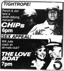 CHIPS/THE LOVE BOAT- Television guide ad. November 5, 1984.