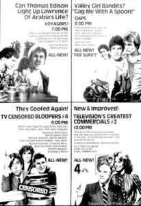 CHIPS/VOYAGERS- Television guide ad. November 7, 1982.