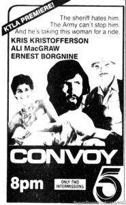 CONVOY- Television guide ad. November 15, 1984. Caped Wonder Stuns City!