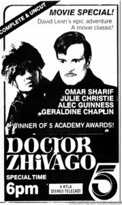 DOCTOR ZHIVAGO- Television guide ad. November 12, 1984. Caped Wonder Stuns City!