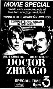 DOCTOR ZHIVAGO- Television guide ad. November 3, 1986.