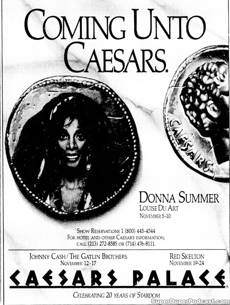 DONNA SUMMER- Newspaper ad. November 5, 1986.