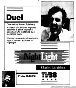 DUEL- Television guide ad. November 4, 1983. Caped Wonder Stuns City!